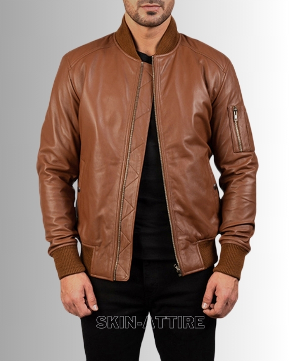 Men's Brown Lambskin Leather Jacket - Stylish & Trendy