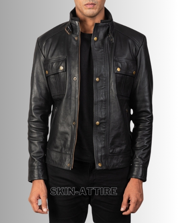 Men's Black Cowhide Charles Leather Jacket