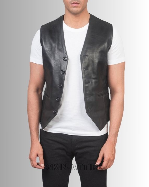 Black Leather Vest - Stylish, and Versatile