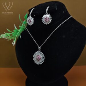 Radiant Bloom Silver Pendant Set
